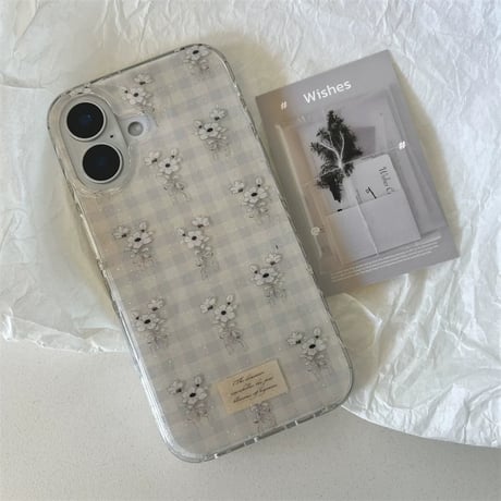 【お取り寄せ商品】iPhoneケース スマホケース iPhone16 iPhone15 iPhone14 大人可愛い チェック モノトーン 春 花柄 L9412