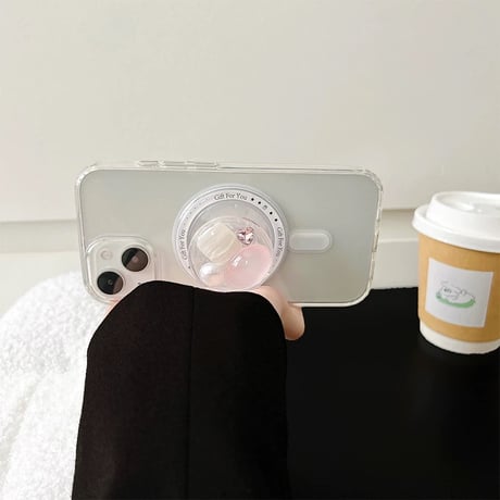 【お取り寄せ商品】iPhone グリップ magsafe対応 韓国 可愛い 落下防止 ニュアンス M7013