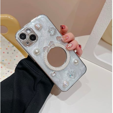 【お取り寄せ商品】iPhoneケース スマホケース iPhone16 iPhone15 iPhone14 可愛い キュート リボン ミラー L9301
