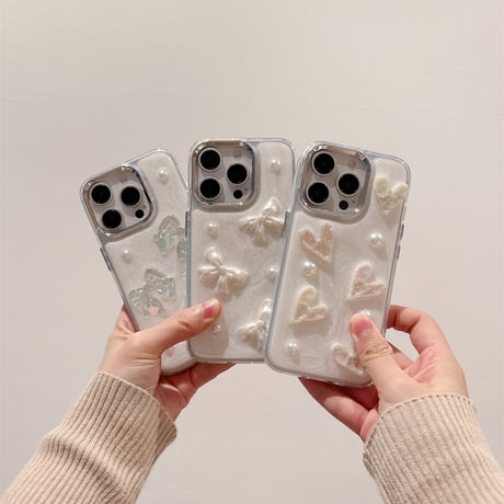 【お取り寄せ商品】iPhoneケース スマホケース iPhone16 iPhone15 iPhone14 かわいい シェル リボン L9196