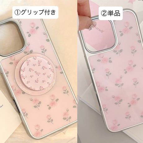 【お取り寄せ商品】iPhoneケース スマホケース iPhone16 iPhone15 iPhone14 韓国 MagSafe 薔薇 花柄 ピンク L9807