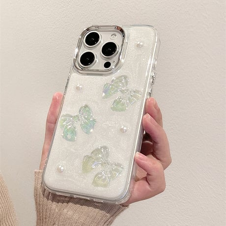 【お取り寄せ商品】iPhoneケース スマホケース iPhone16 iPhone15 iPhone14 かわいい シェル リボン L9196