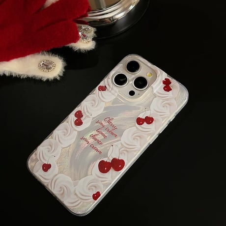 【お取り寄せ商品】iPhoneケース スマホケース iPhone15 iPhone14 キュート クリーム さくらんぼ L8956