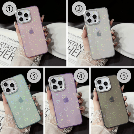 【お取り寄せ商品】iPhoneケース スマホケース iPhone16 iPhone15 ハート レーザー 推し活 クリアカラー シンプル M7029