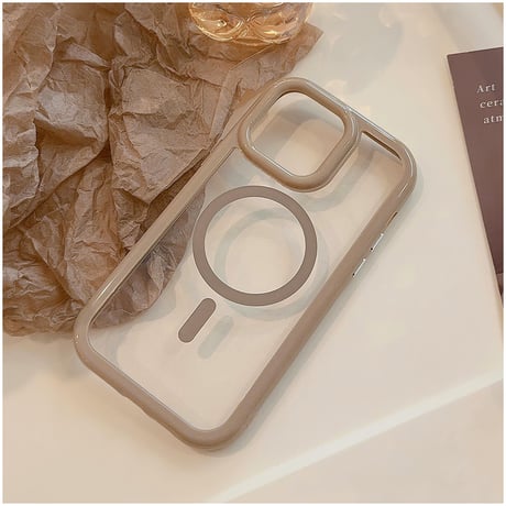 【お取り寄せ商品】iPhoneケース スマホケース iPhone15 iPhone14 Magsafe 磁気 透明 カラーフレーム くすみカラー シンプル かわいい L7523