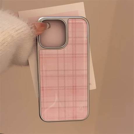 【お取り寄せ商品】iPhoneケース スマホケース iPhone16 iPhone15 iPhone14 かわいい キュート チェック柄 L9357