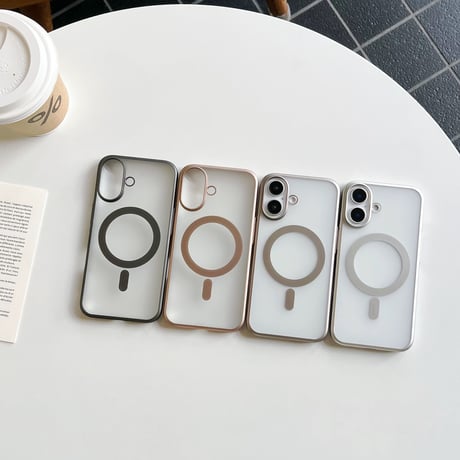 【お取り寄せ商品】iPhoneケース スマホケース iPhone16 iPhone15 iPhone14 ハーフクリア シンプル メタリック MagSafe L9836