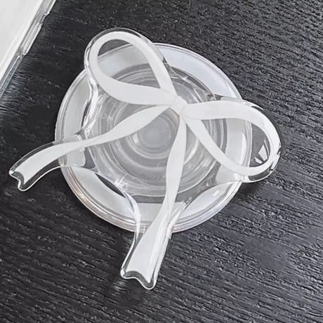【お取り寄せ商品】iPhoneケース スマホケース iPhone17 iPhone16 iPhone15 ホワイト リボン magsafe グリップ付き M7190