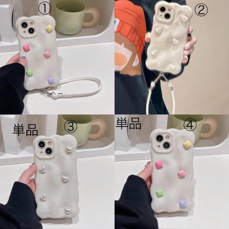 【お取り寄せ商品】iPhoneケース スマホケース iPhone15 iPhone14 かわいい クリーム ハート L8974