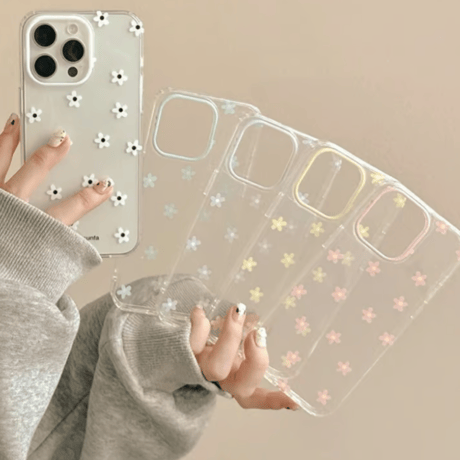 【お取り寄せ商品】iPhoneケース スマホケース iPhone16 iPhone15 iPhone14 可愛い クリア 推し活 パステル デイジー 花柄 L9527