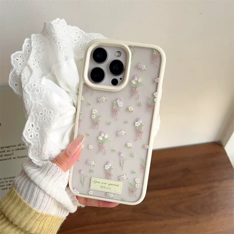 【お取り寄せ商品】iPhoneケース スマホケース iPhone16 iPhone15 iPhone14 おしゃれ 花柄 大人可愛い ホワイト L9858