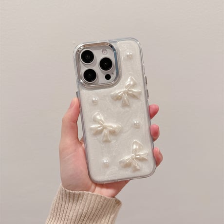【お取り寄せ商品】iPhoneケース スマホケース iPhone16 iPhone15 iPhone14 かわいい シェル リボン L9196