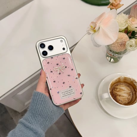 【お取り寄せ商品】iPhoneケース スマホケース iPhone17 iPhone16 iPhone15 リボン ピンク ストーン ラメ 韓国 可愛い  M7133