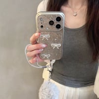 【お取り寄せ商品】iPhoneケース スマホケース iPhone17 iPhone16 iPhone15 リボンストーン ラメ グリッター メタリック 可愛い M7136