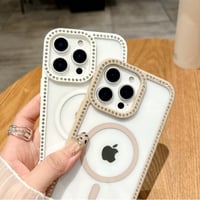 【お取り寄せ商品】iPhoneケース スマホケース iPhone16 iPhone15 iPhone14 大人可愛い シンプル ストーン 推し活 MagSafe L9441
