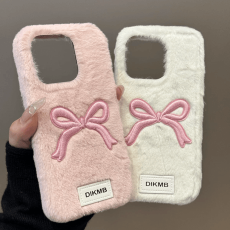 【お取り寄せ商品】iPhoneケース スマホケース iPhone16 iPhone15 iPhone14 かわいい キュート もこもこ 秋 冬 リボン L9277