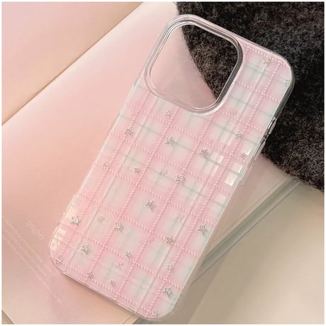 【お取り寄せ商品】iPhoneケース スマホケース iPhone16 iPhone15 iPhone14 おしゃれ リボン チェック 韓国 ピンク L9821