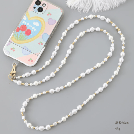 【お取り寄せ商品】iPhone ショルダーストラップ スマホストラップ ショルダーチェーン パール ハート 星 iPhoneアクセサリーかわいい L9243