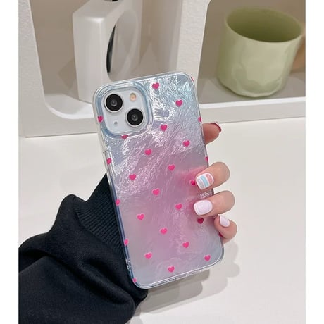 【お取り寄せ商品】iPhoneケース スマホケース iPhone15 iPhone14 かわいい キュート 光沢 ハート L8968