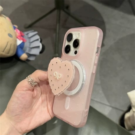 【お取り寄せ商品】iPhoneケース スマホケース iPhone16 iPhone15 iPhone14 可愛い ピンク 水玉 デザイン ハート MagSafe L9597