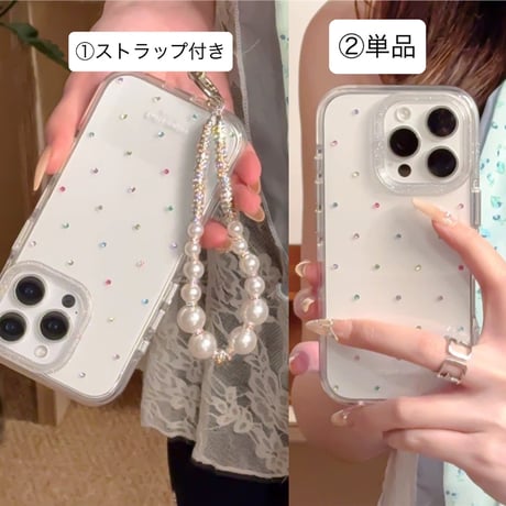 【お取り寄せ商品】iPhoneケース スマホケース iPhone16 iPhone15 iPhone14 カラフル ハンドストラップ クリアケース L9819