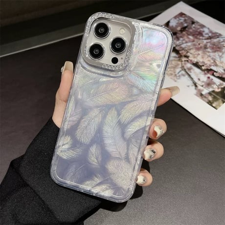【お取り寄せ商品】iPhoneケース スマホケース iPhone16 iPhone15 iPhone14 シンプル 光沢 羽 L9008