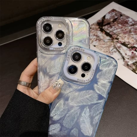 【お取り寄せ商品】iPhoneケース スマホケース iPhone16 iPhone15 iPhone14 シンプル 光沢 羽 L9008