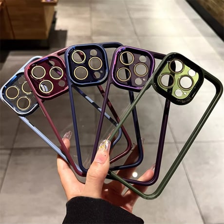 【お取り寄せ商品】iPhoneケース スマホケース iPhone15 iPhone14 透明 カラーフレーム フレームケース シンプル ユニセックス 推しカラー 推し活 韓国 L7783