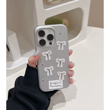 【お取り寄せ商品】iPhoneケース スマホケース iPhone15 iPhone14 シンプル 白 リボン L8940