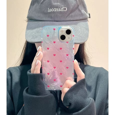 【お取り寄せ商品】iPhoneケース スマホケース iPhone15 iPhone14 かわいい キュート 光沢 ハート L8968