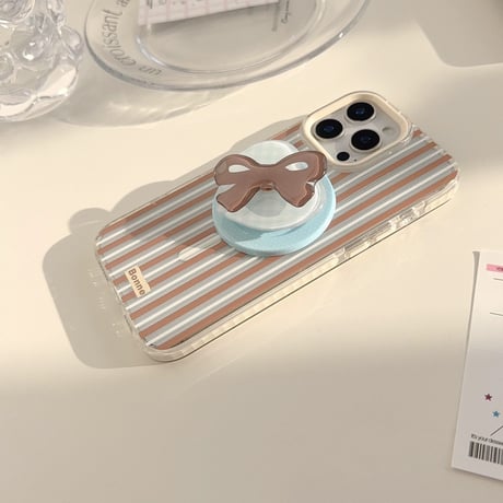 【お取り寄せ商品】iPhoneケース スマホケース iPhone16 iPhone15 iPhone14 ストライプ リボン magsafe おしゃれ M7058