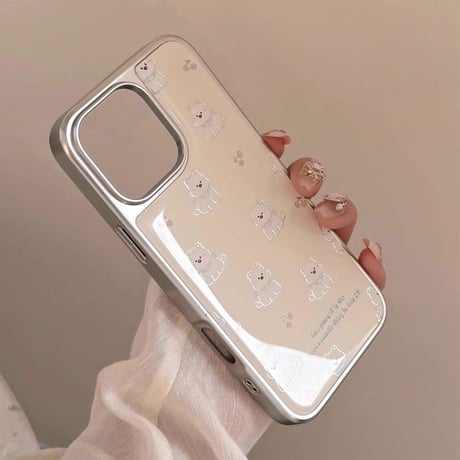 【お取り寄せ商品】iPhoneケース スマホケース iPhone16 iPhone15 iPhone14 可愛い 韓国 犬 くすみカラー メタリック L9538