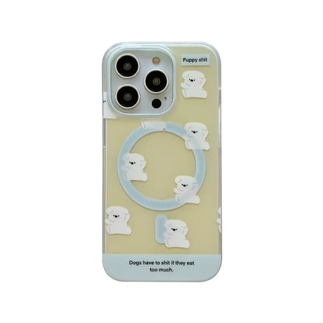 【お取り寄せ商品】iPhoneケース スマホケース iPhone15 iPhone14 Magsafe 磁気 マグネット グリップ付き スタンド イヌ 犬 かわいい 韓国 L7648