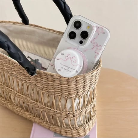 【お取り寄せ商品】iPhoneケース スマホケース iPhone16 iPhone15 iPhone14 ラブリー リボン 春 マグセーフ ガーリー L9425