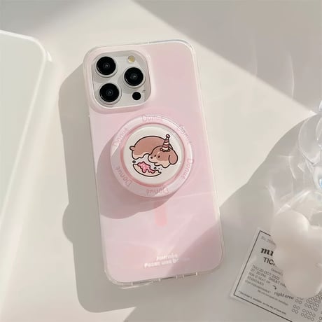 【お取り寄せ商品】iPhoneケース スマホケース iPhone15 iPhone14 シンプル ピンク 犬 MagSafe L8946