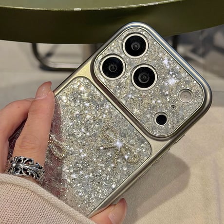 【お取り寄せ商品】iPhoneケース スマホケース iPhone17 iPhone16 iPhone15 リボンストーン ラメ グリッター メタリック 可愛い M7136
