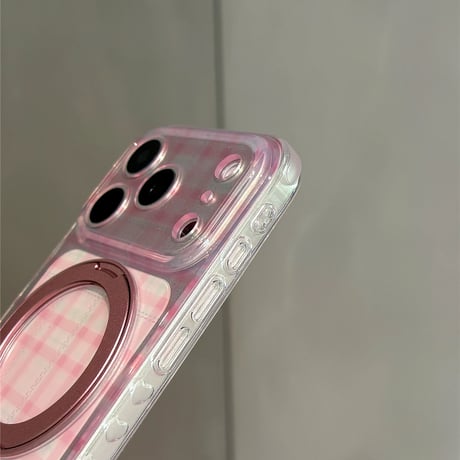 【お取り寄せ商品】iPhoneケース スマホケース iPhone17 iPhone16 iPhone15 Magsafe スタンド機能 チェック 韓国 可愛い M7195