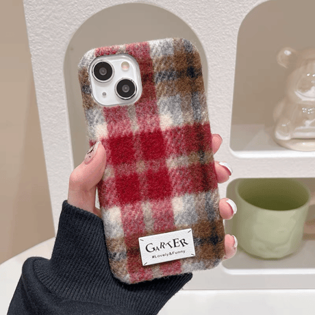 【お取り寄せ商品】iPhoneケース スマホケース iPhone17 iPhone16 iPhone15 iPhone14 可愛い ニット チェック柄 秋 冬 L9120