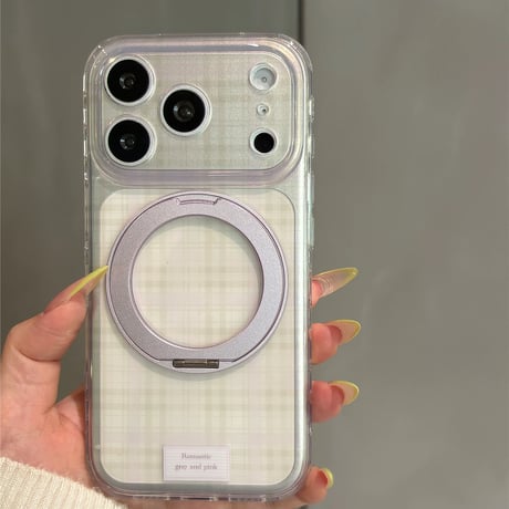 【お取り寄せ商品】iPhoneケース スマホケース iPhone17 iPhone16 iPhone15 Magsafe スタンド機能 チェック 韓国 可愛い M7195