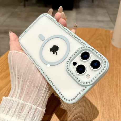 【お取り寄せ商品】iPhoneケース スマホケース iPhone16 iPhone15 iPhone14 大人可愛い シンプル ストーン 推し活 MagSafe L9441