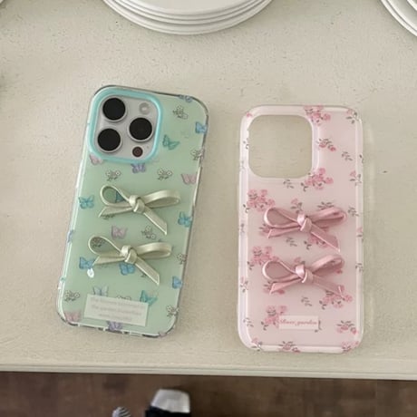 【お取り寄せ商品】iPhoneケース スマホケース iPhone16 iPhone15 iPhone14 かわいい 春 花柄 リボン 韓国 L9442