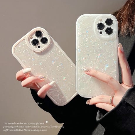 【お取り寄せ商品】iPhone ケース iPhone15 iPhone16 シェルパターン ホワイト系 シンプル きれいめ スマホケース L7174