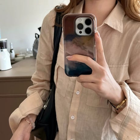【お取り寄せ商品】iPhoneケース スマホケース iPhone17 iPhone16 iPhone15 マーブル ブラウン 秋冬 大人可愛い M7098