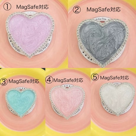 【お取り寄せ商品】iPhone グリップ magsafe対応 大人女子 ニュアンス 落下防止 ハート L9236