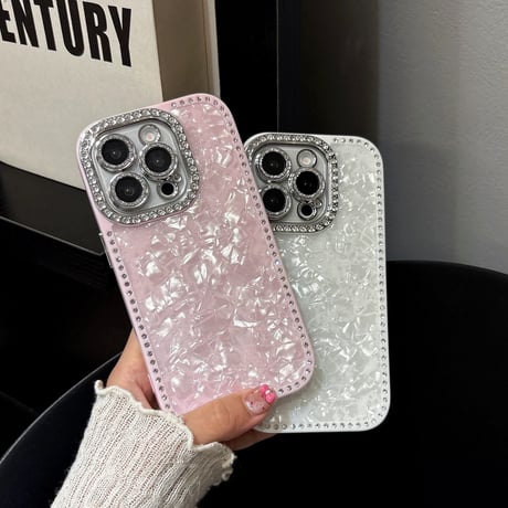 【お取り寄せ商品】iPhoneケース スマホケース iPhone16 iPhone15 iPhone14 おしゃれ 韓国 シェル風 サイドストーン L9855