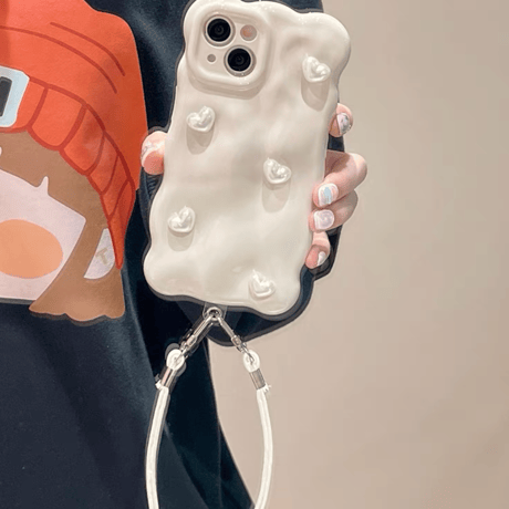 【お取り寄せ商品】iPhoneケース スマホケース iPhone15 iPhone14 かわいい クリーム ハート L8974