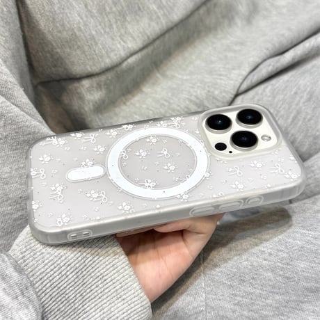 【お取り寄せ商品】iPhoneケース スマホケース iPhone16 iPhone15 iPhone14 かわいい 花 リボン 柄 ハート MagSafe L9822