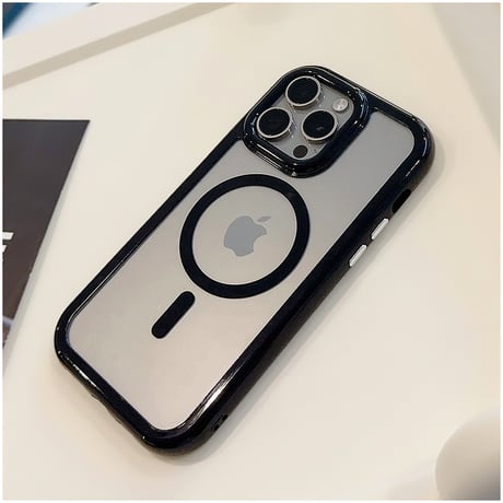 【お取り寄せ商品】iPhoneケース スマホケース iPhone15 iPhone14 Magsafe 磁気 透明 カラーフレーム くすみカラー シンプル かわいい L7523