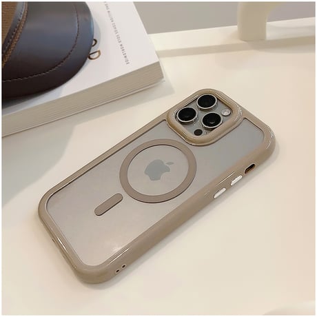 【お取り寄せ商品】iPhoneケース スマホケース iPhone15 iPhone14 Magsafe 磁気 透明 カラーフレーム くすみカラー シンプル かわいい L7523
