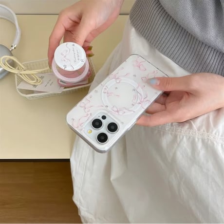 【お取り寄せ商品】iPhoneケース スマホケース iPhone16 iPhone15 iPhone14 ラブリー リボン 春 マグセーフ ガーリー L9425